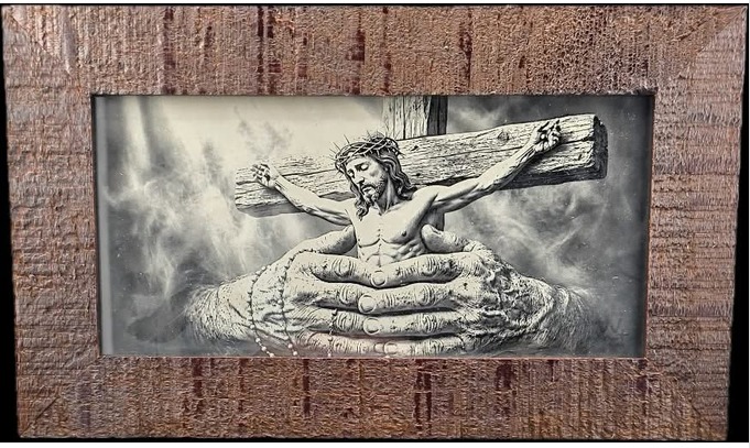 Incisione artistica raffigurante Cristo